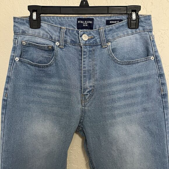 Rebel & Soul | Men’s Regular Fit Medium Wash Straight Let Jeans 30x30 - Picture 3 of 5